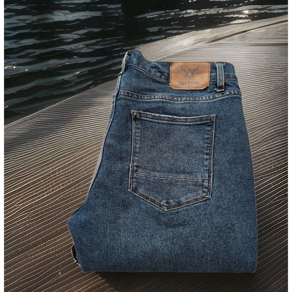 MBX Los Ángeles Denim Blue Jeans Mens Size 34x30 Relaxed Stretch Tapered  EUC